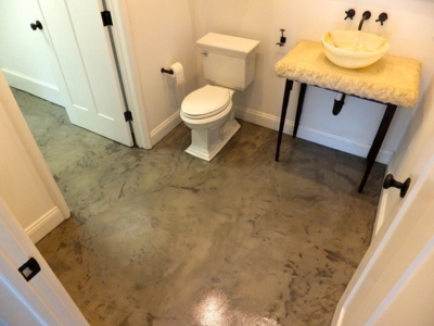 polished concrete bathroom floor