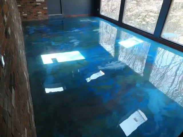 metallic effect epoxy floor elmers waterfall restaurant