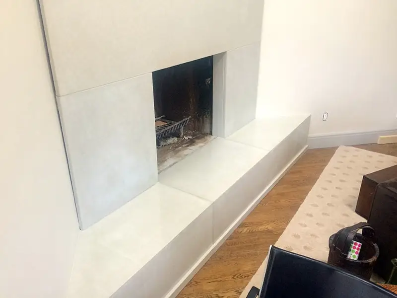 concrete fireplace in armonk new york