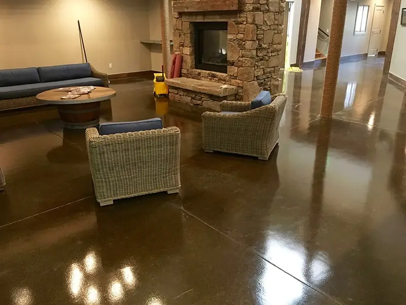 acid stained polished concrete floor mystic indoor sports
