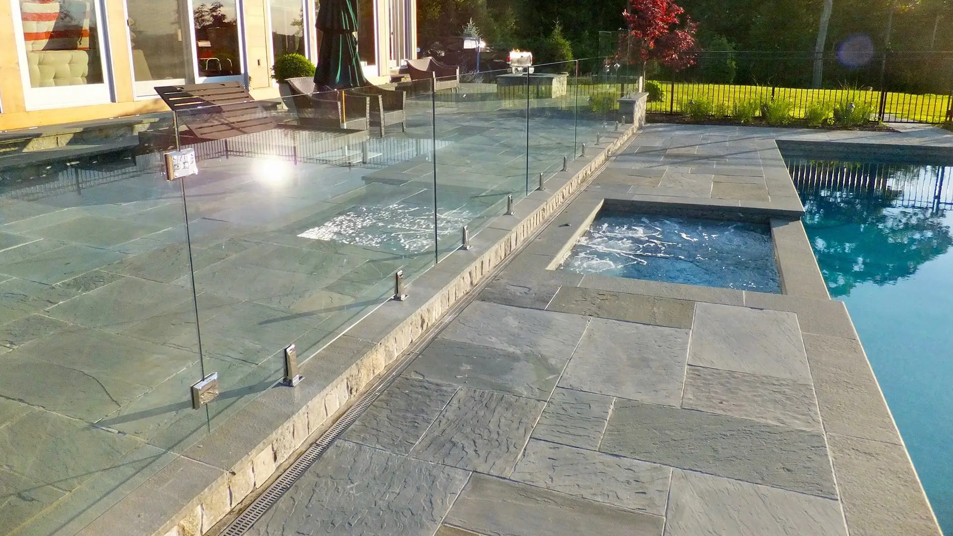 frameless glass pool fence in cornwall bridge connecticut