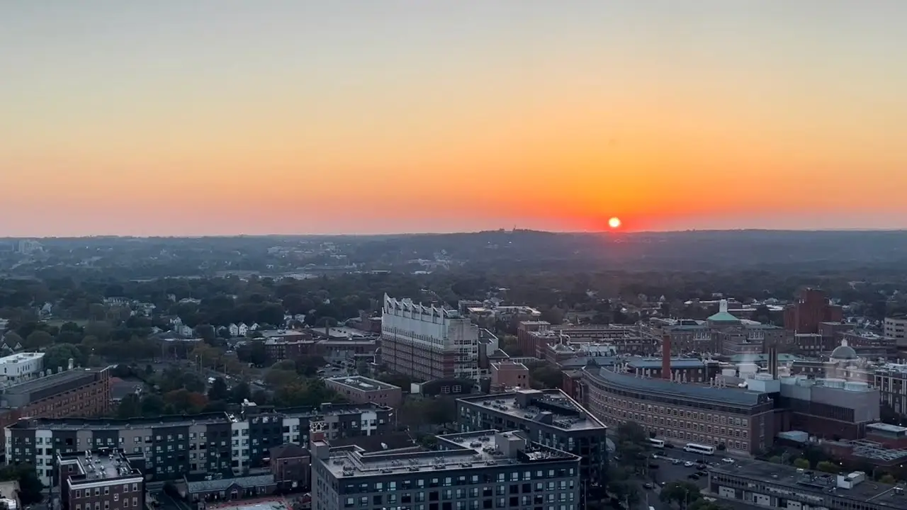 Skyline of New Haven CT sunset